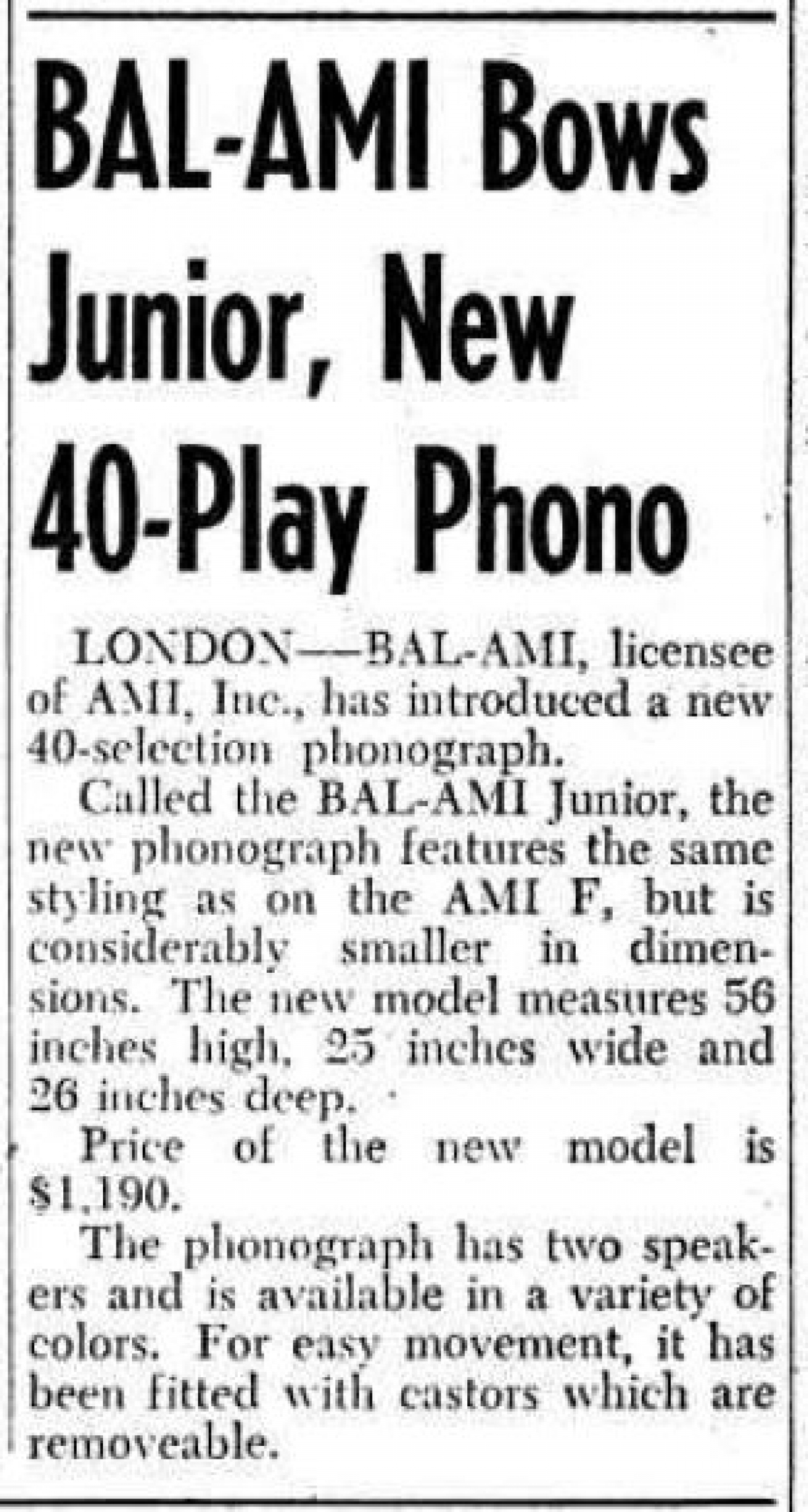 From Billboard 25th August 1956 